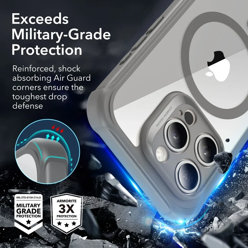 iPhone 15 Pro Max Armor Tough Case (HaloLock) - Clear Grey