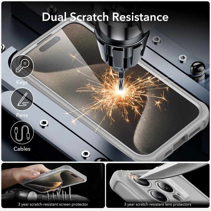 iPhone 15 Pro Max Armor Tough Case (HaloLock) - Clear Grey