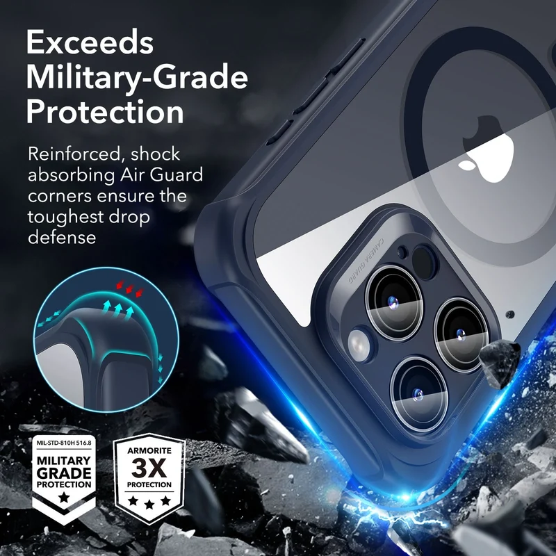 iPhone 15 Pro Max Armor Tough Case (HaloLock) - Clear Dark Blue