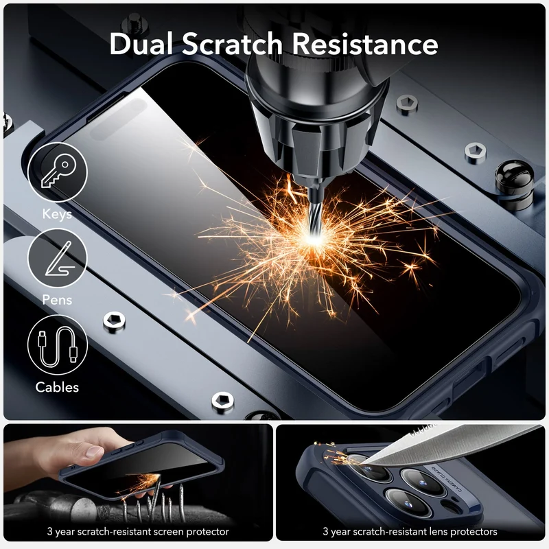 iPhone 15 Pro Max Armor Tough Case (HaloLock) - Clear Dark Blue