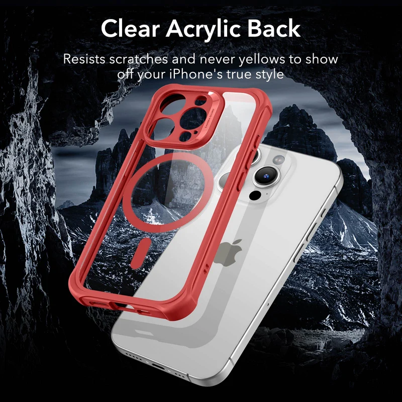 iPhone 15 Pro Armor Tough Case (HaloLock) - Clear Red