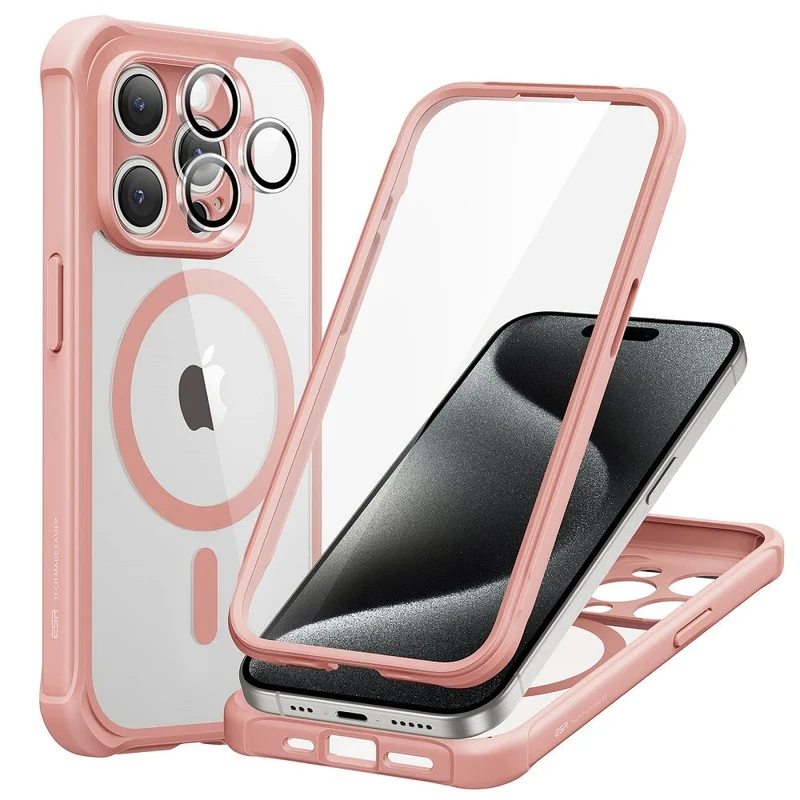 iPhone 15 Pro Armor Tough Case (HaloLock) - Clear Pink
