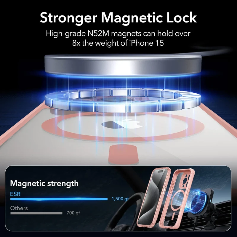 iPhone 15 Pro Armor Tough Case (HaloLock) - Clear Pink