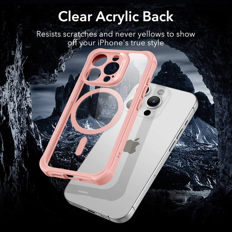 iPhone 15 Pro Armor Tough Case (HaloLock) - Clear Pink