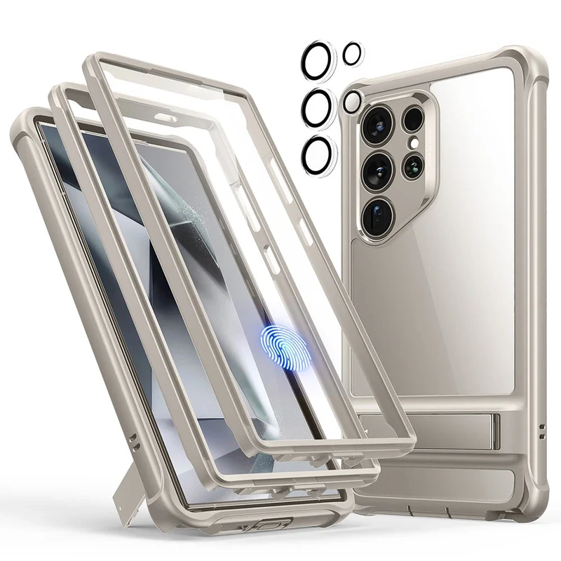 Galaxy S24 Ultra Armor Kickstand Case - Clear Grey
