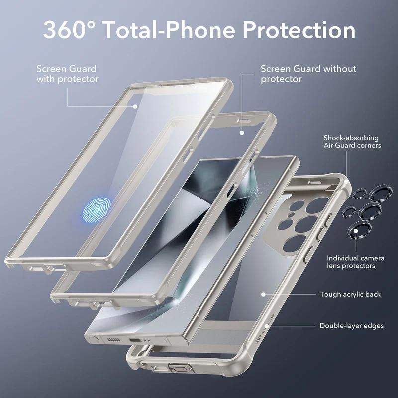 Galaxy S24 Ultra Armor Kickstand Case - Clear Grey