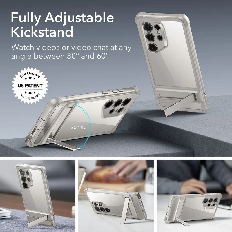 Galaxy S24 Ultra Armor Kickstand Case - Clear Grey