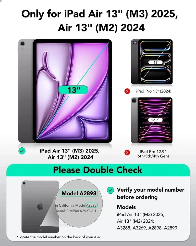 iPad Air 13” (2025) Rebound Magnetic Keyboard Case 360 Protection Bundle - US Layout-White