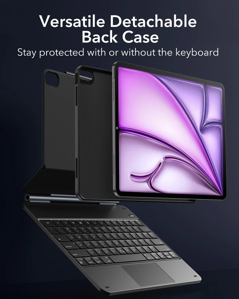 iPad Air 13” (2025) Rebound Magnetic Keyboard Case 360 Protection Bundle - US Layout-White