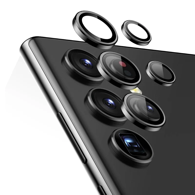 Galaxy S23 Ultra Tempered-Glass Camera Lens Protectors - Black