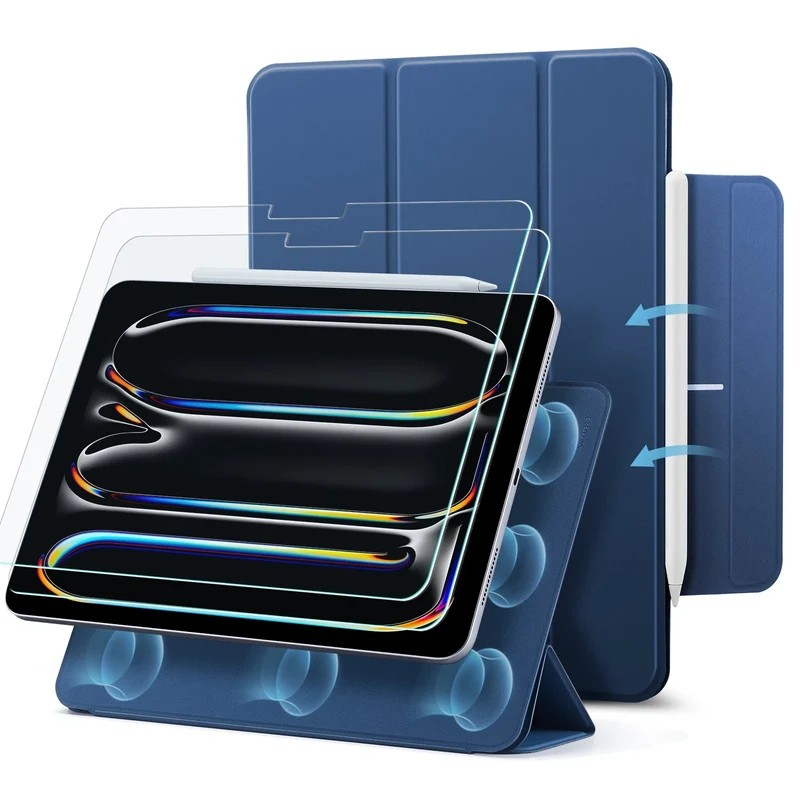 iPad Pro 13" (2024) Rebound Magnetic Protection Bundle - Navy Blue