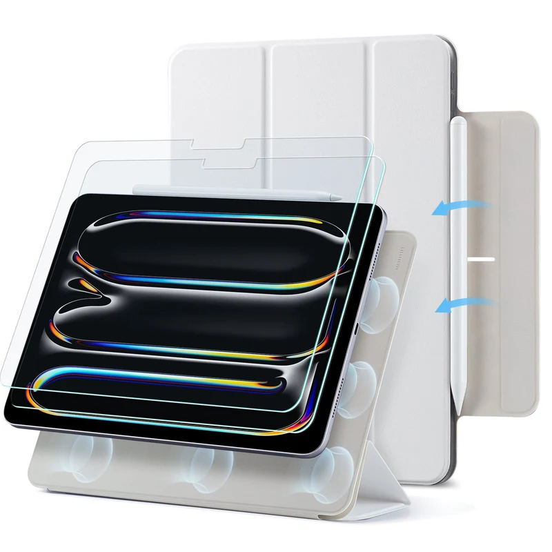 iPad Pro 13" (2024) Rebound Magnetic Protection Bundle - Brilliant White