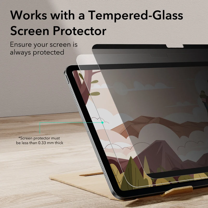 iPad Air 11" (2024) Privacy Magnetic Screen Protector Set - 1 Privacy + 2 Tempered-Glass