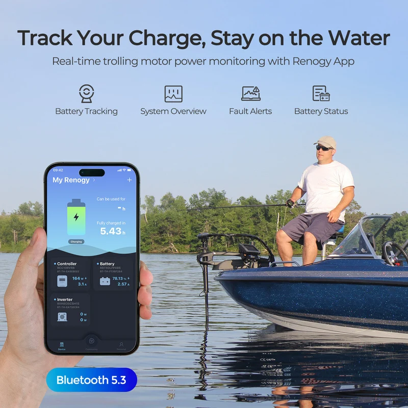 Renogy Core - 12V 100Ah Trolling Motor Group 24 LiFePO4 Battery w/ Bluetooth