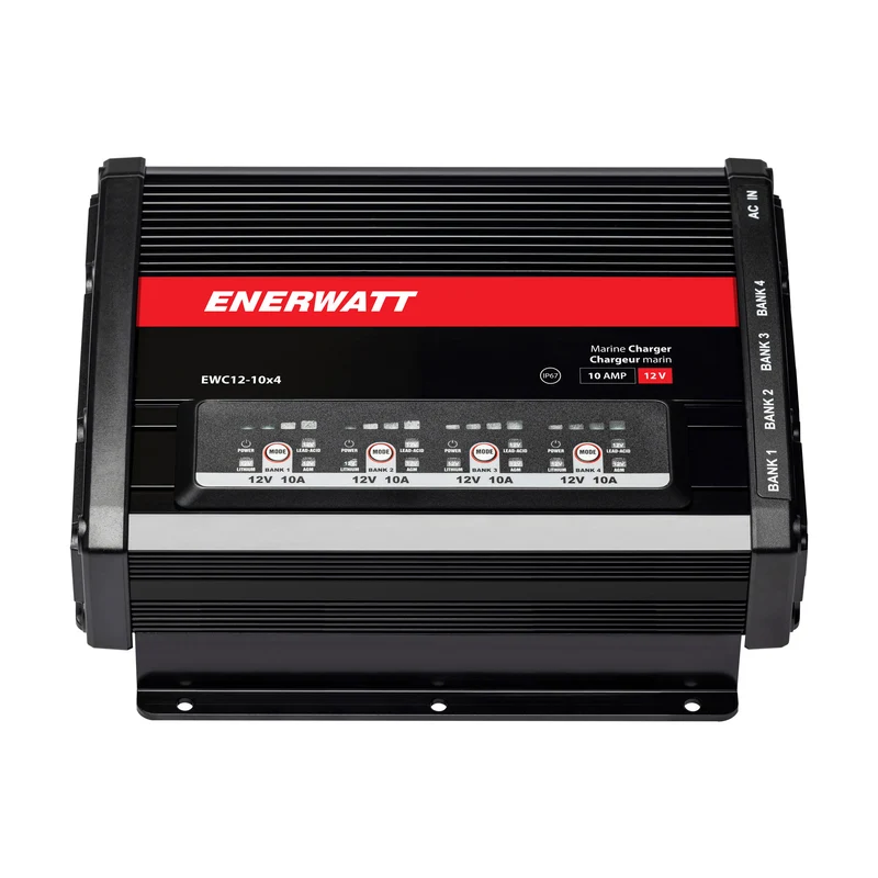 Enerwatt EWC12-10X4 12V 10A x 4 Smart On-Board Charger for Wet/AGM/LiFePO4