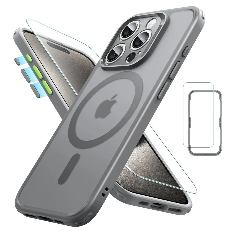 iPhone 15 Pro Max Classic Pro Case (HaloLock) Set - Frosted Grey