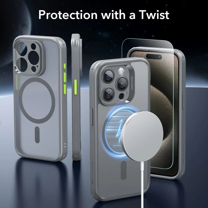 iPhone 15 Pro Max Classic Pro Case (HaloLock) Set - Frosted Grey