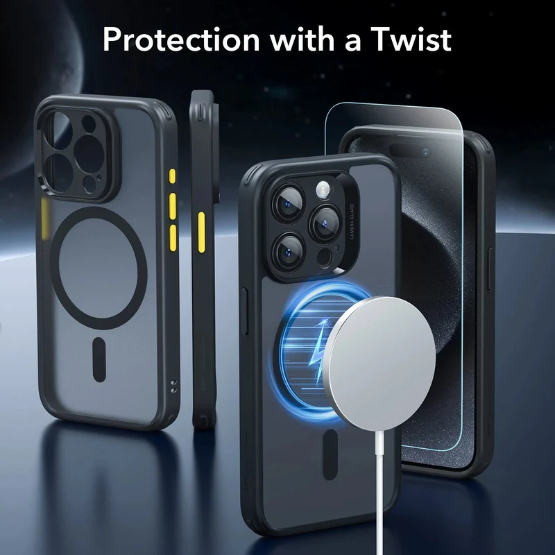 iPhone 15 Pro Max Classic Pro Case (HaloLock) Set - Frosted Black