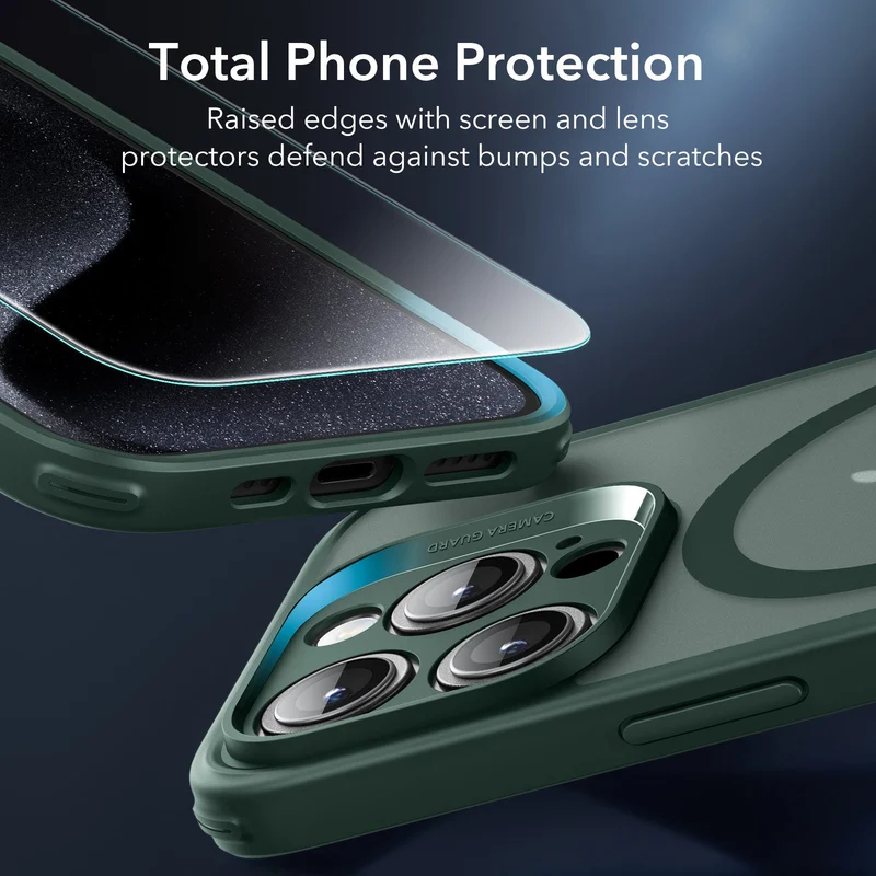 iPhone 15 Pro Max Classic Pro Case (HaloLock) Set - Frosted Dark Green