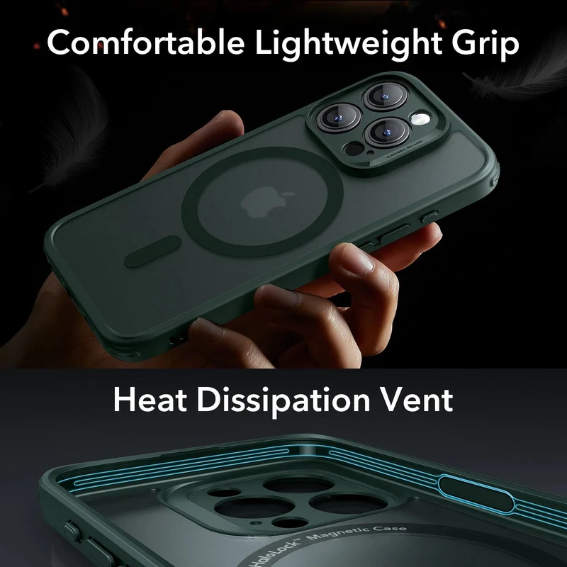 iPhone 15 Pro Max Classic Pro Case (HaloLock) Set - Frosted Dark Green
