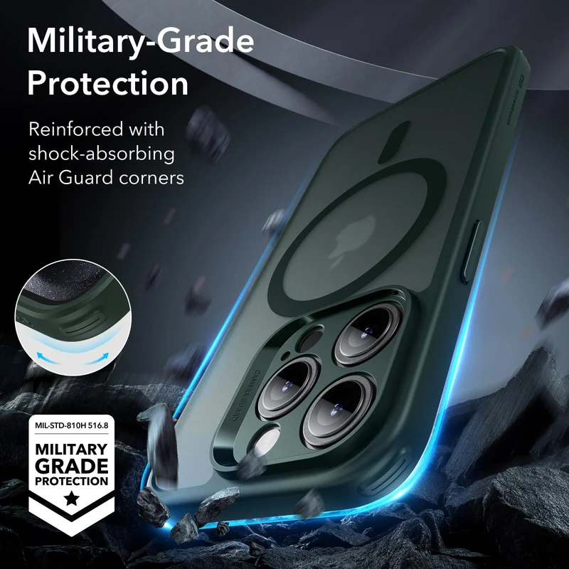 iPhone 15 Pro Max Classic Pro Case (HaloLock) Set - Frosted Dark Green