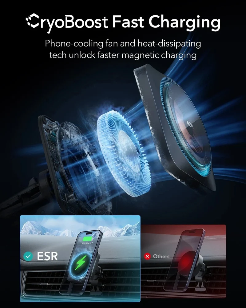Wireless Car Charger with CryoBoost™ (HaloLock) - Wireless Charger