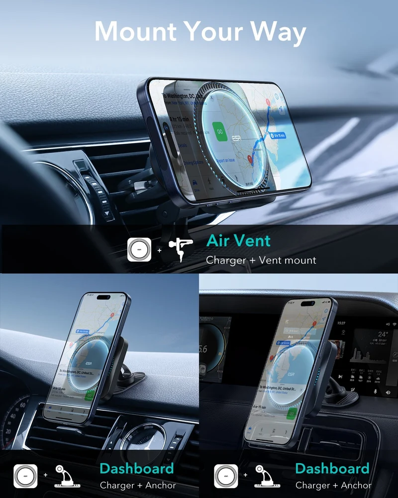 Wireless Car Charger with CryoBoost™ (HaloLock) - Wireless Charger