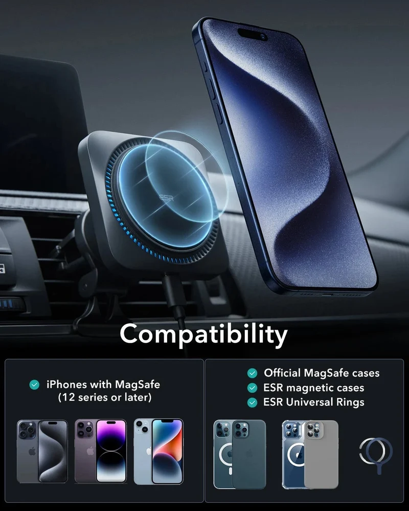 Wireless Car Charger with CryoBoost™ (HaloLock) - Wireless Charger