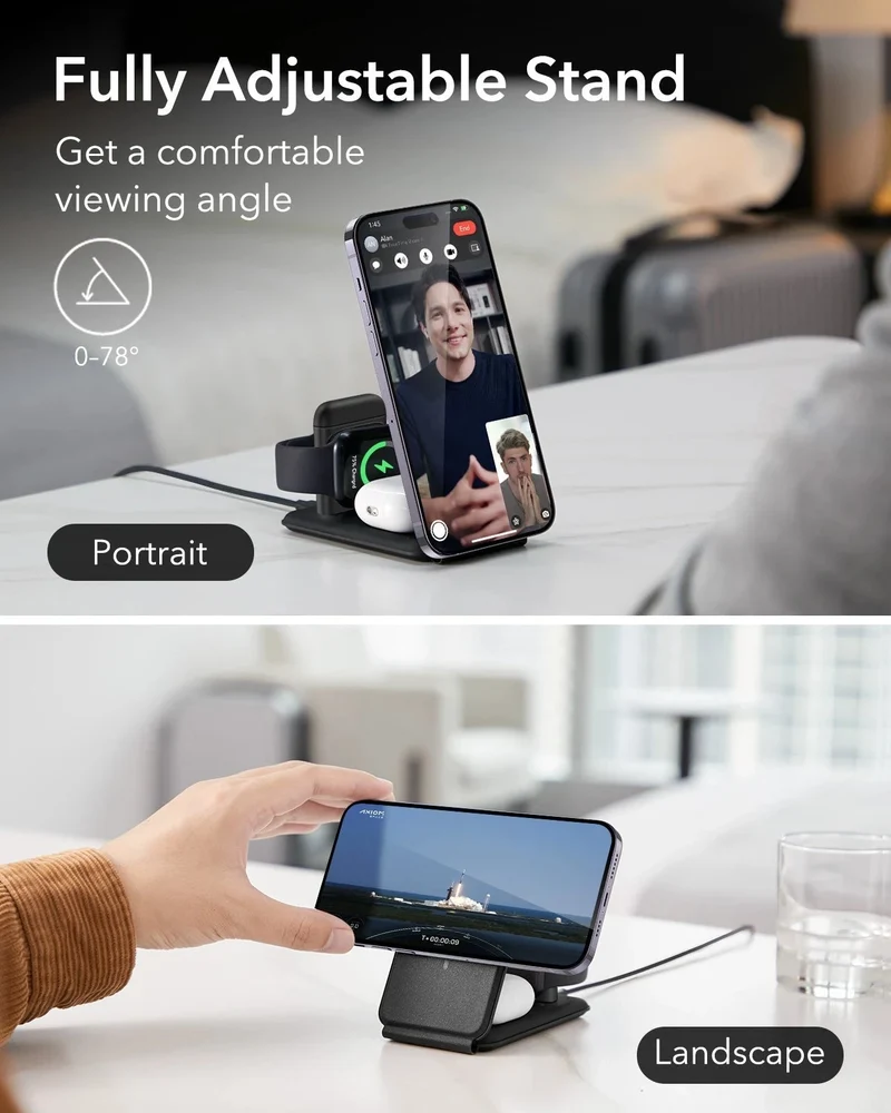 HaloLock™ 3-in-1 Travel Wireless Charging Set - White - JP Plug