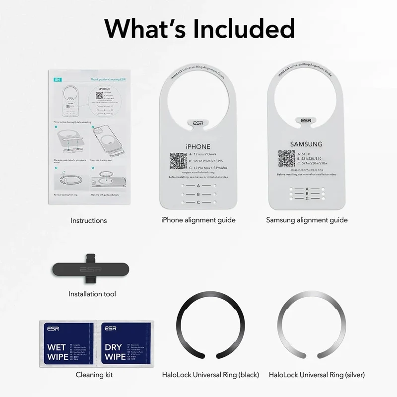 Universal Ring (HaloLock) - Black/Silver-2 Pack